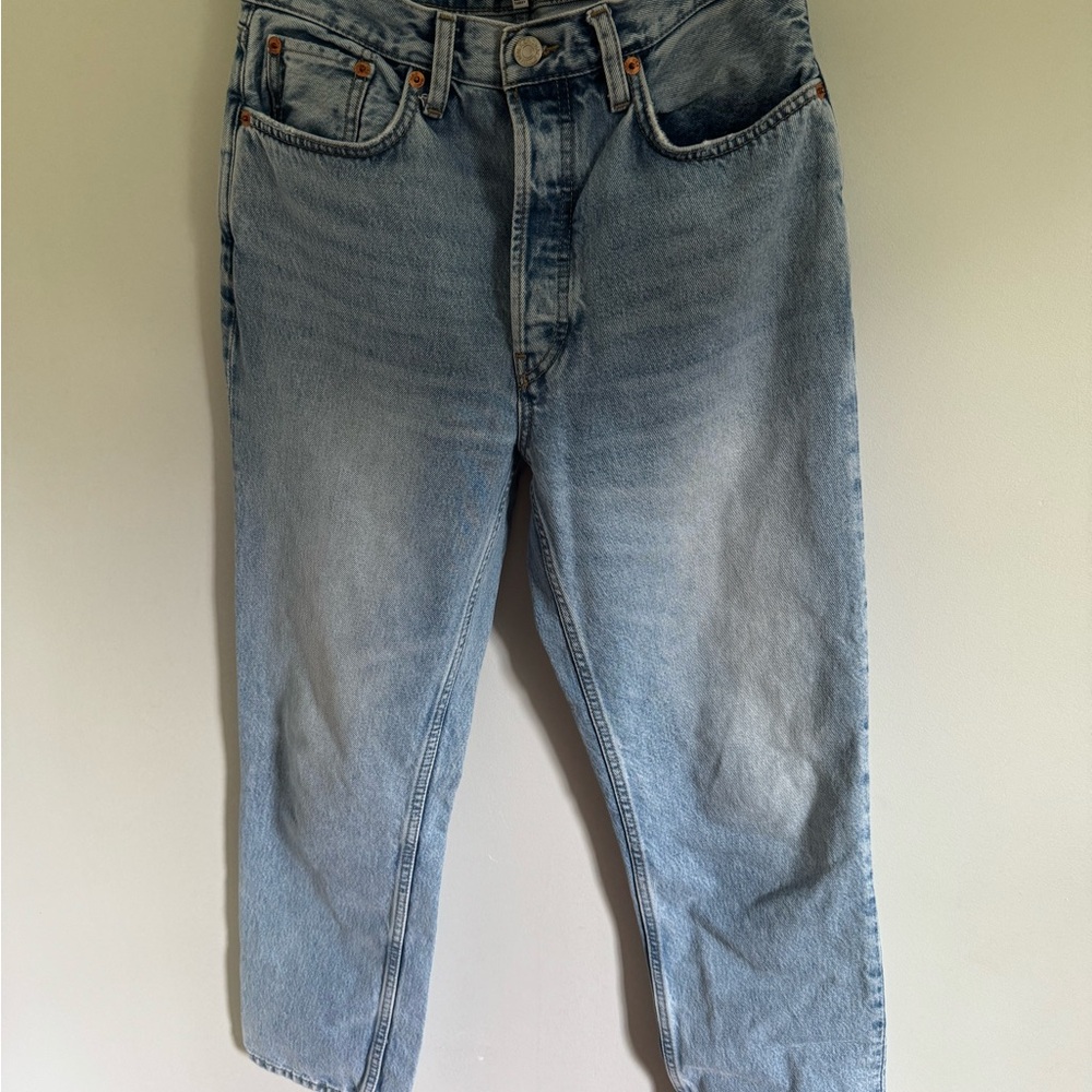 Re/Done Relaxed Light Blue Jeans with button fly NWOT size 28 - Picture 6 of 7